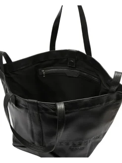 Leder-Shopper in Schwarz - (B)47 x (H)34 x (T)18 cm