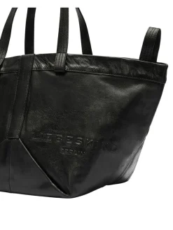 Leder-Shopper in Schwarz - (B)47 x (H)34 x (T)18 cm