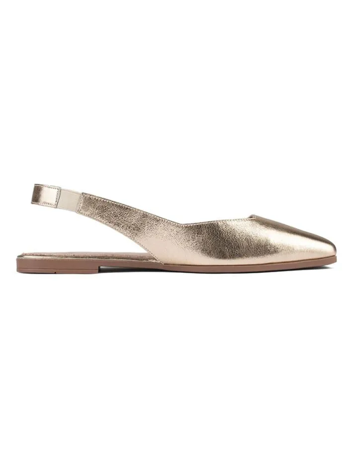 Leder-Slingballerinas in Gold