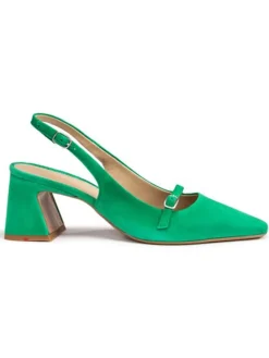 Leder-Slingpumps in Grün