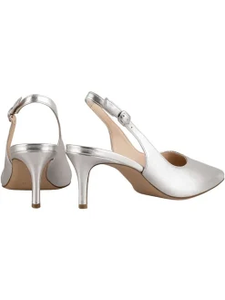 Leder-Slingpumps in Silber