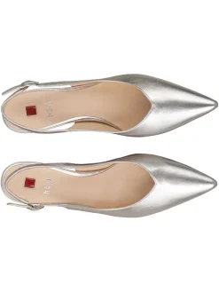 Leder-Slingpumps in Silber
