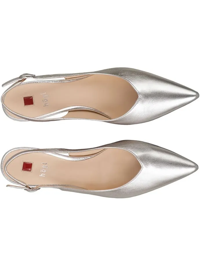 Leder-Slingpumps in Silber