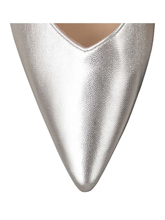 Leder-Slingpumps in Silber