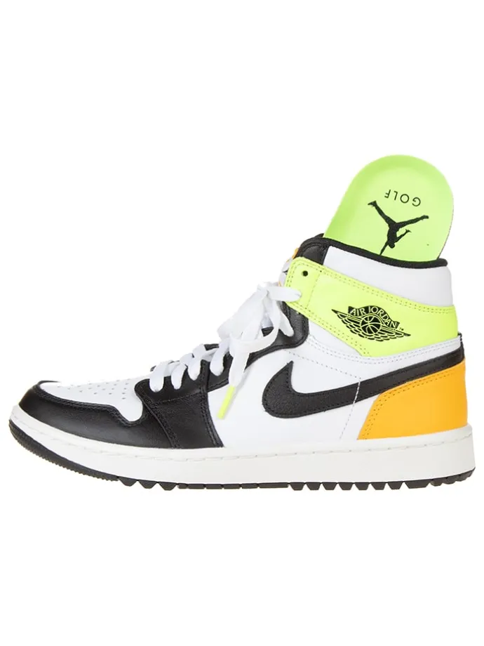 Leder-Sneakers "1 Retro High Golf" in Gelb/ Schwarz/ Weiß