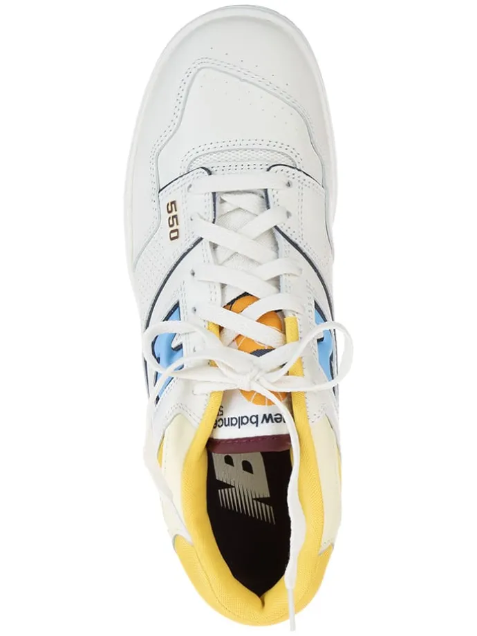 Leder-Sneakers "BB550NCF" in Weiß/ Blau/ Gelb