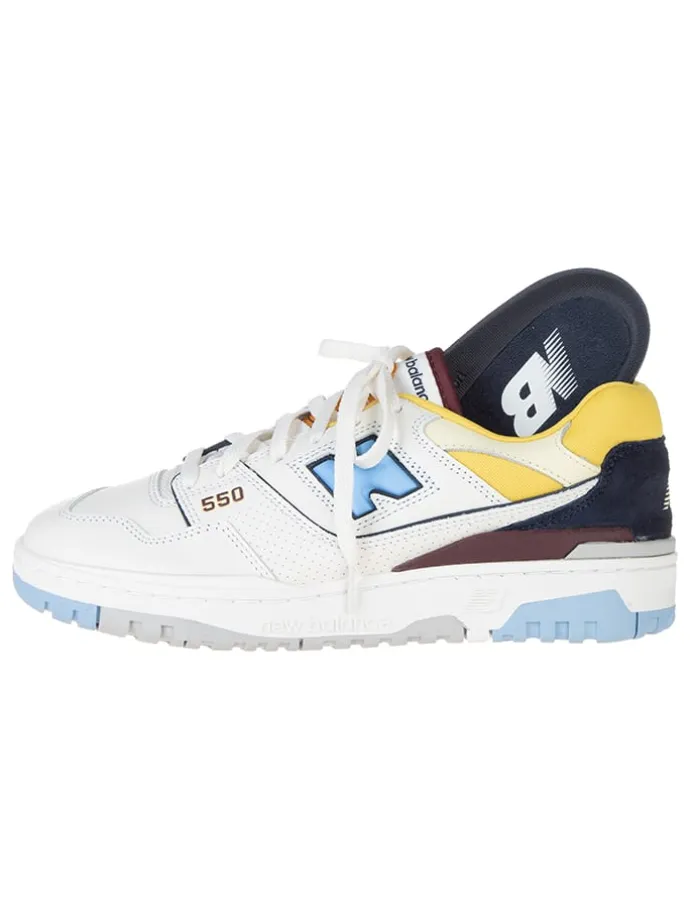 Leder-Sneakers "BB550NCF" in Weiß/ Blau/ Gelb