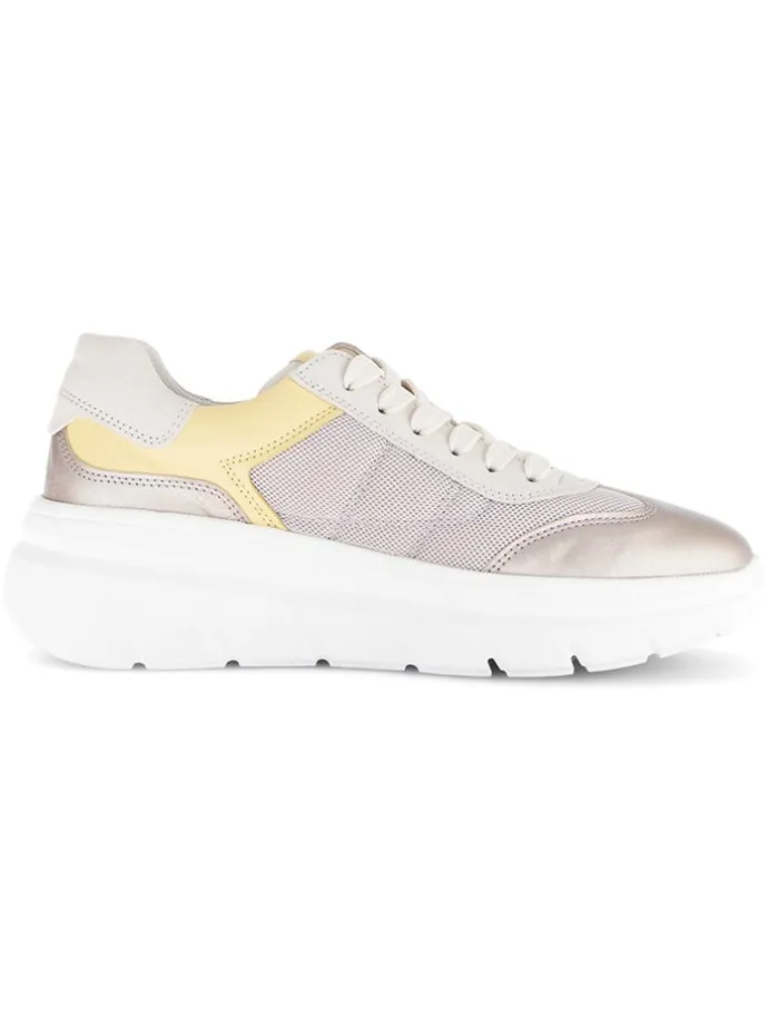 Leder-Sneakers in Beige/ Gelb