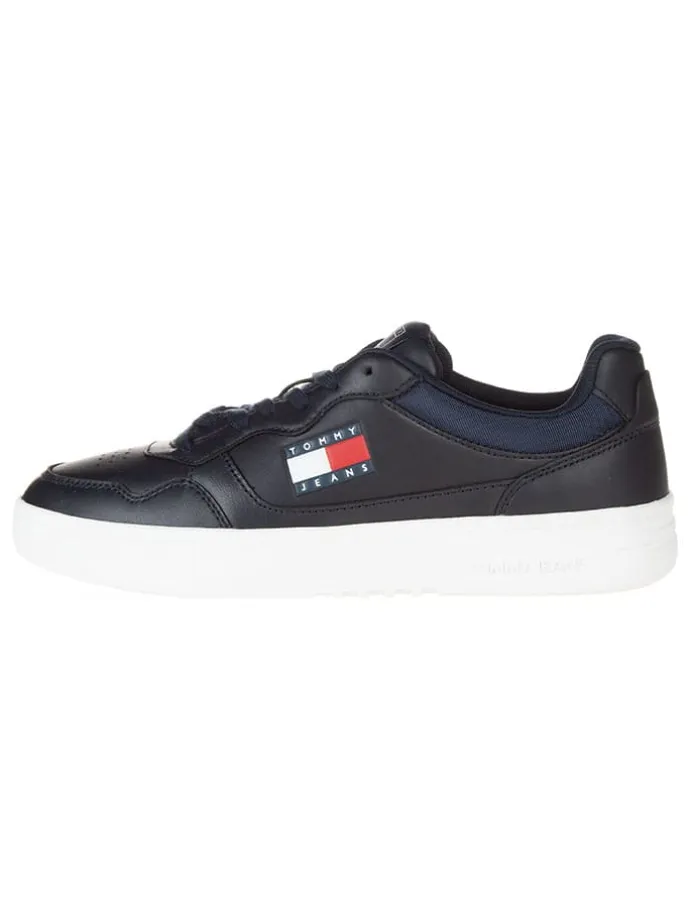 Leder-Sneakers in Dunkelblau