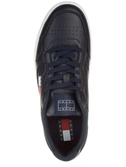 Leder-Sneakers in Dunkelblau