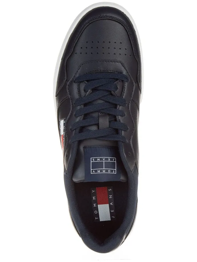 Leder-Sneakers in Dunkelblau