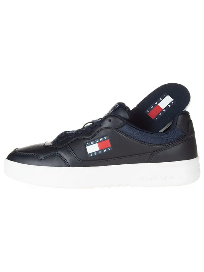 Leder-Sneakers in Dunkelblau