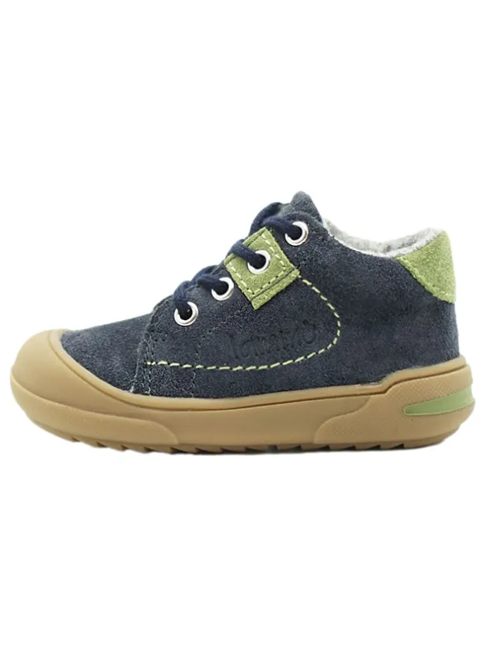 Leder-Sneakers in Dunkelblau