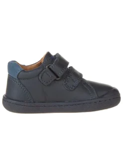 Leder-Sneakers in Dunkelblau