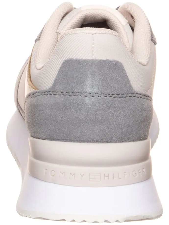 Leder-Sneakers in Grau/ Rosa