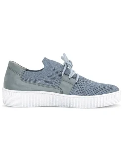 Leder-Sneakers in Hellblau