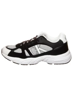 Leder-Sneakers in Schwarz/ Weiß