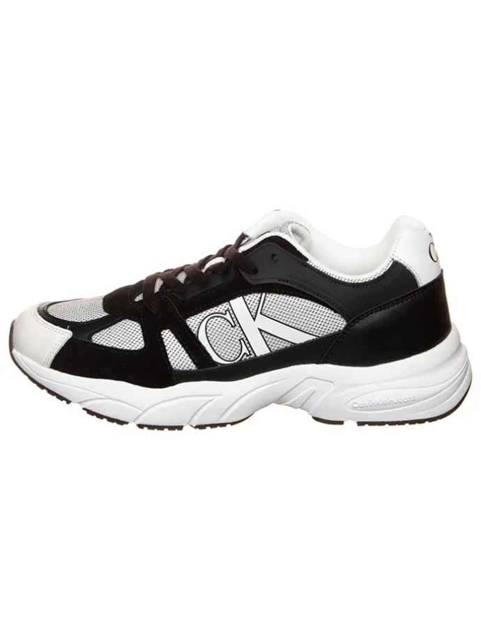 Leder-Sneakers in Schwarz/ Weiß