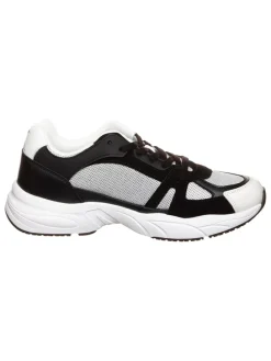 Leder-Sneakers in Schwarz/ Weiß
