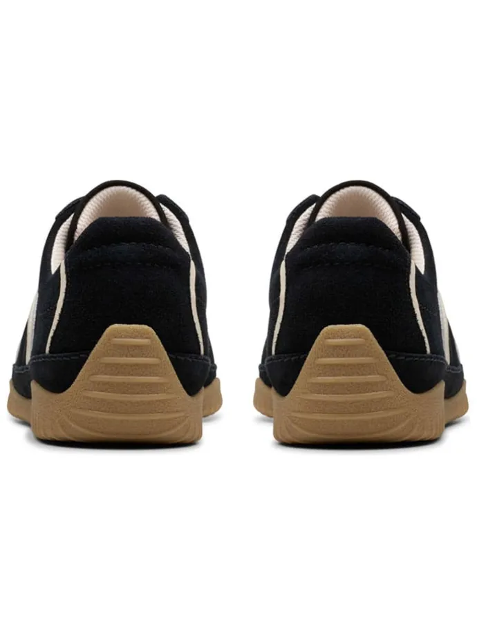 Leder-Sneakers in Schwarz/ Creme