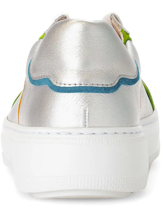 Leder-Sneakers in Silber/ Bunt
