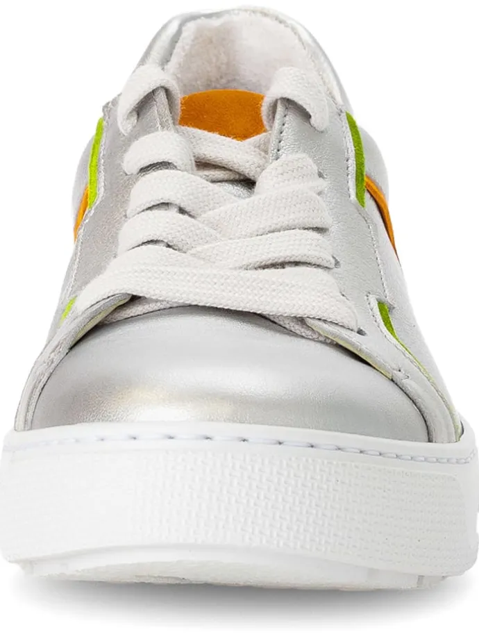 Leder-Sneakers in Silber/ Bunt