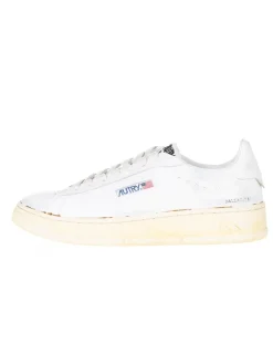 Leder-Sneakers in Weiß/ Beige