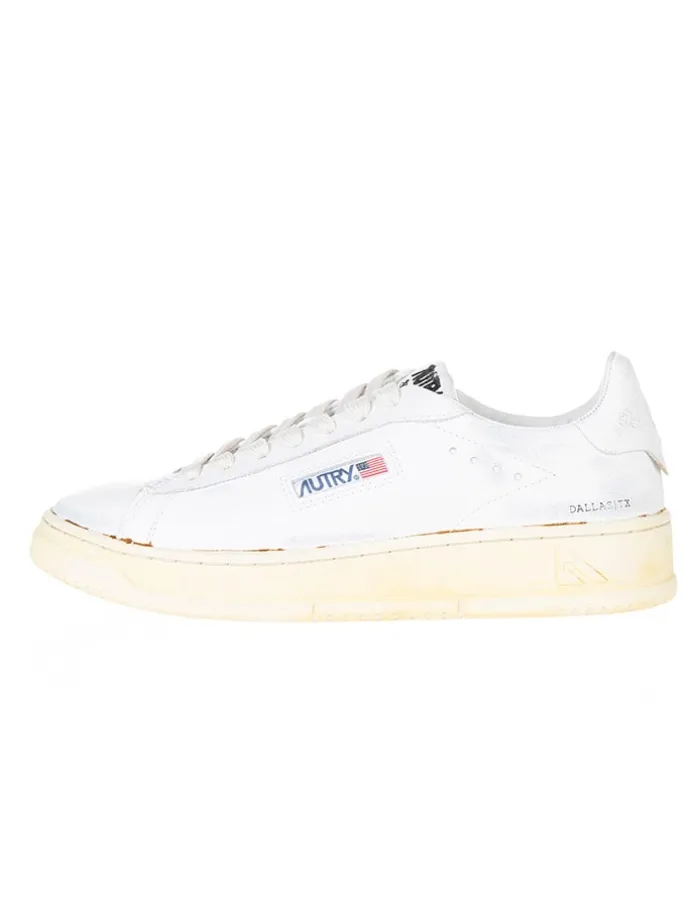 Leder-Sneakers in Weiß/ Beige