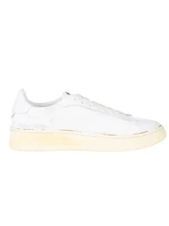 Leder-Sneakers in Weiß/ Beige