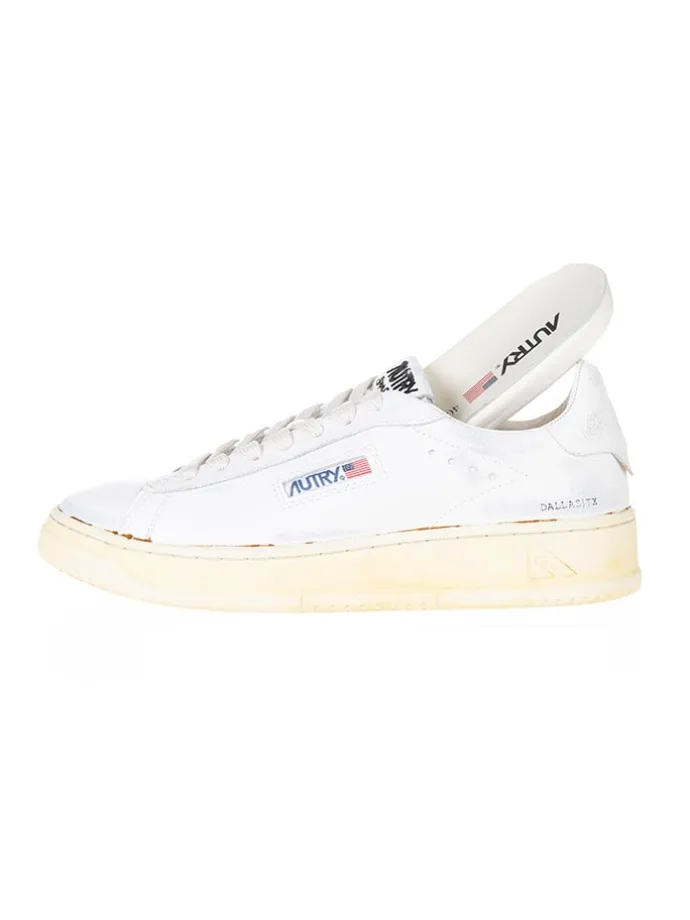 Leder-Sneakers in Weiß/ Beige