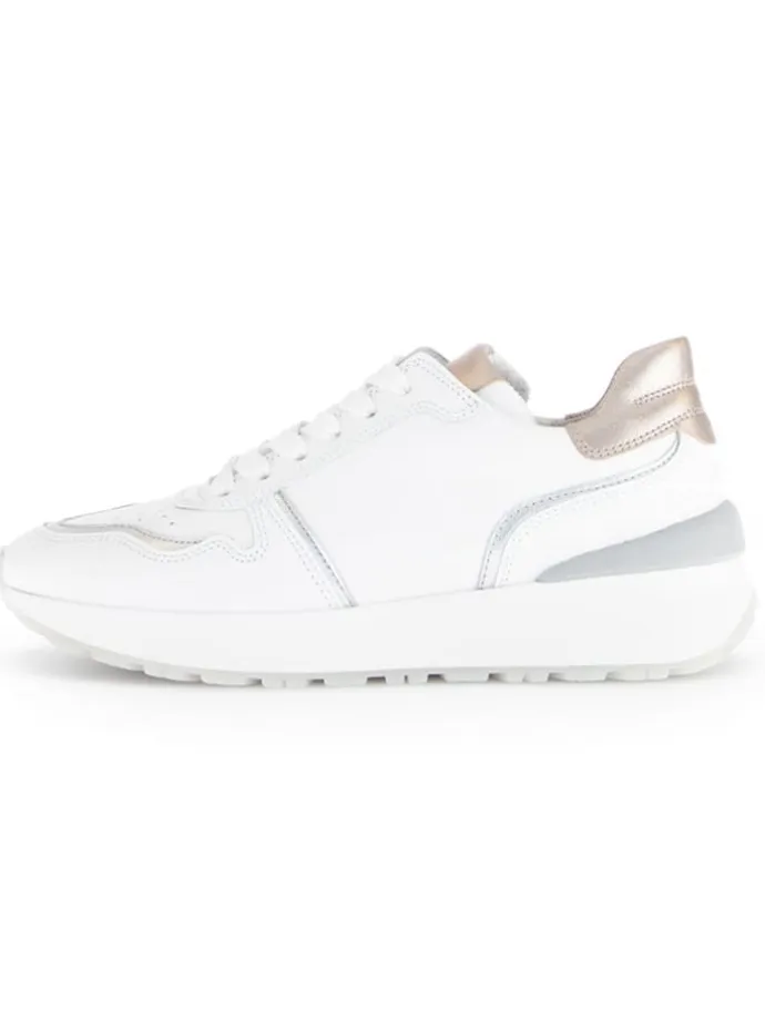 Leder-Sneakers in Weiß/ Beige
