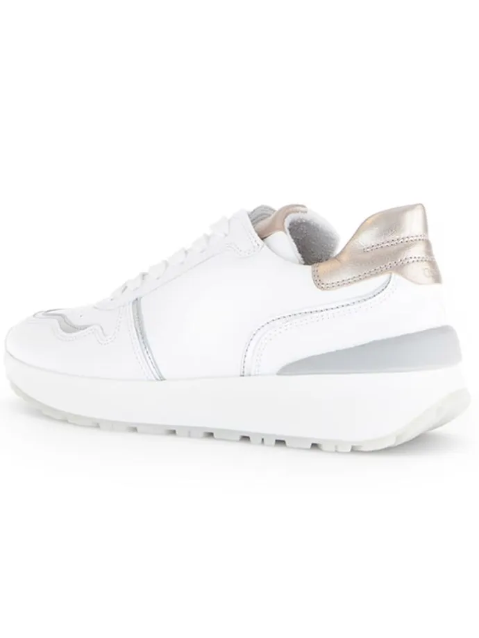 Leder-Sneakers in Weiß/ Beige
