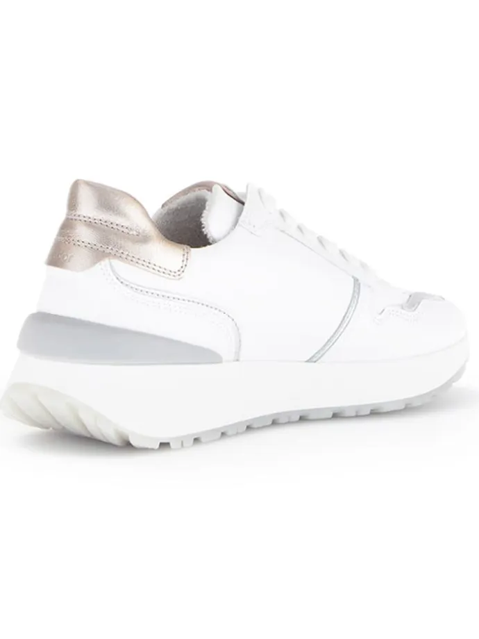 Leder-Sneakers in Weiß/ Beige