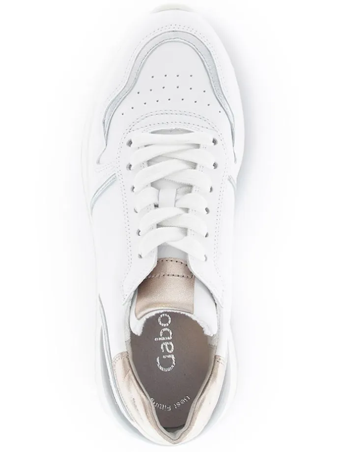 Leder-Sneakers in Weiß/ Beige