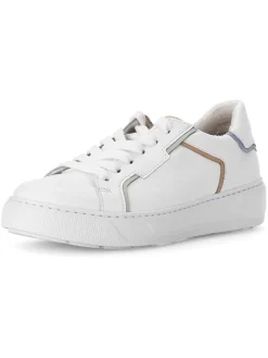 Leder-Sneakers in Weiß/ Bunt