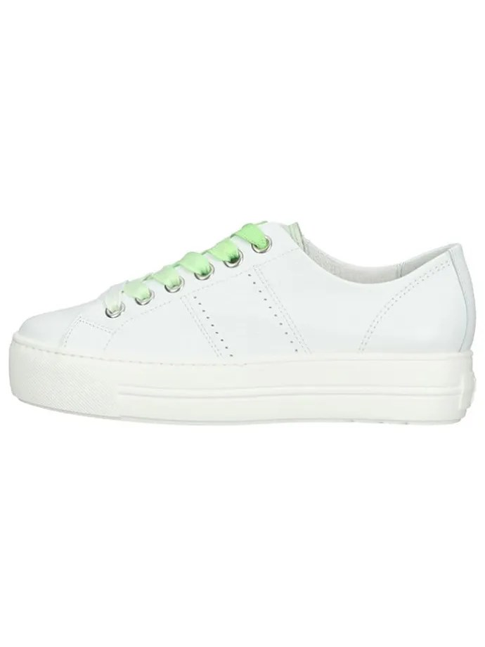 Leder-Sneakers in Weiß/ Grün