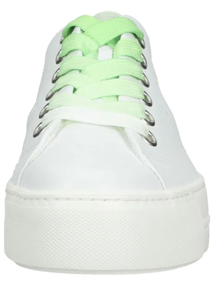 Leder-Sneakers in Weiß/ Grün