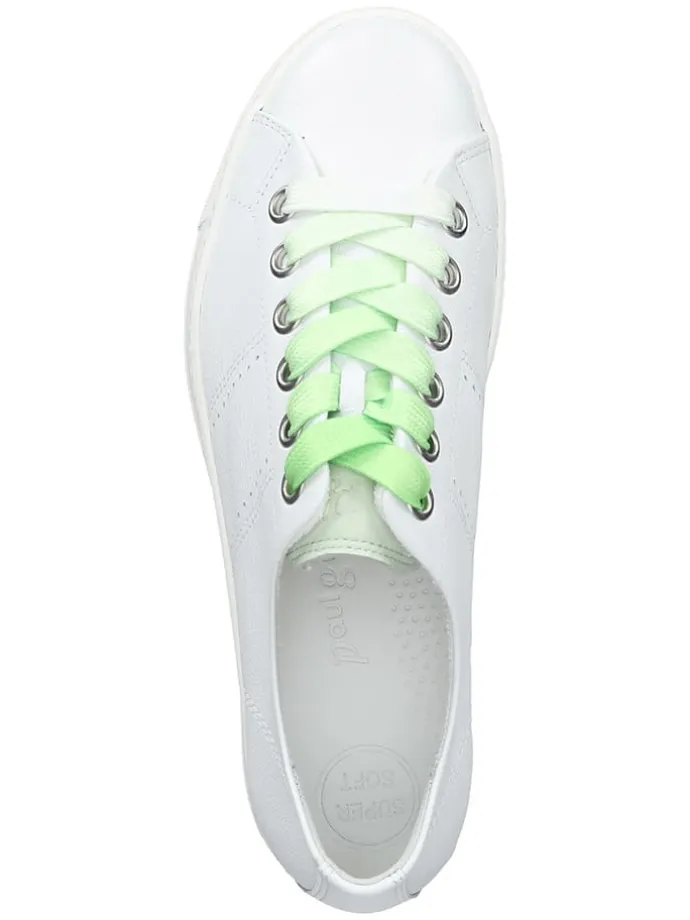 Leder-Sneakers in Weiß/ Grün