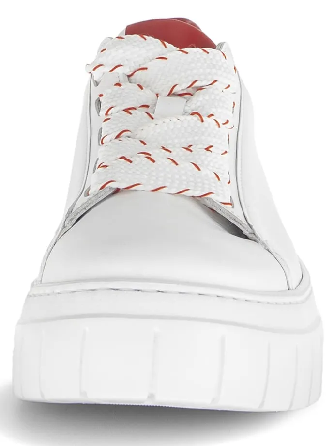 Leder-Sneakers in Weiß/ Rot