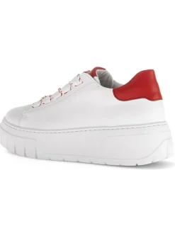 Leder-Sneakers in Weiß/ Rot