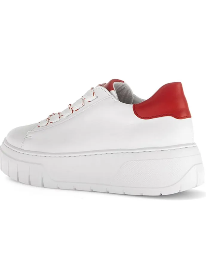 Leder-Sneakers in Weiß/ Rot