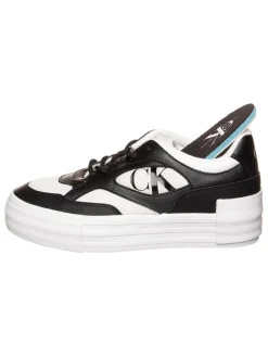Leder-Sneakers in Weiß/ Schwarz