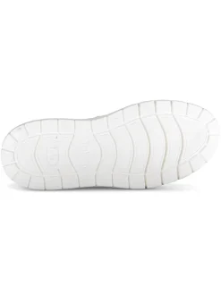 Leder-Sneakers in Weiß/ Silber