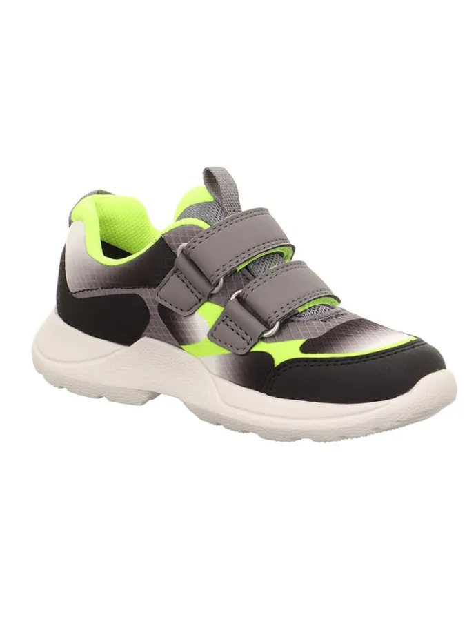 Leder-Sneakers "Rush" in Grau/ Schwarz/ Gelb