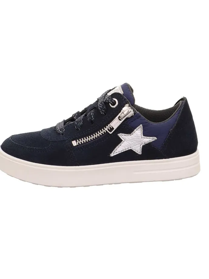 Leder-Sneakers "Stella" in Schwarz/ Dunkelblau
