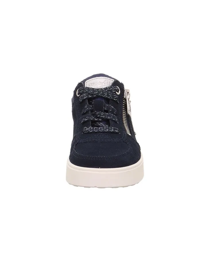 Leder-Sneakers "Stella" in Schwarz/ Dunkelblau