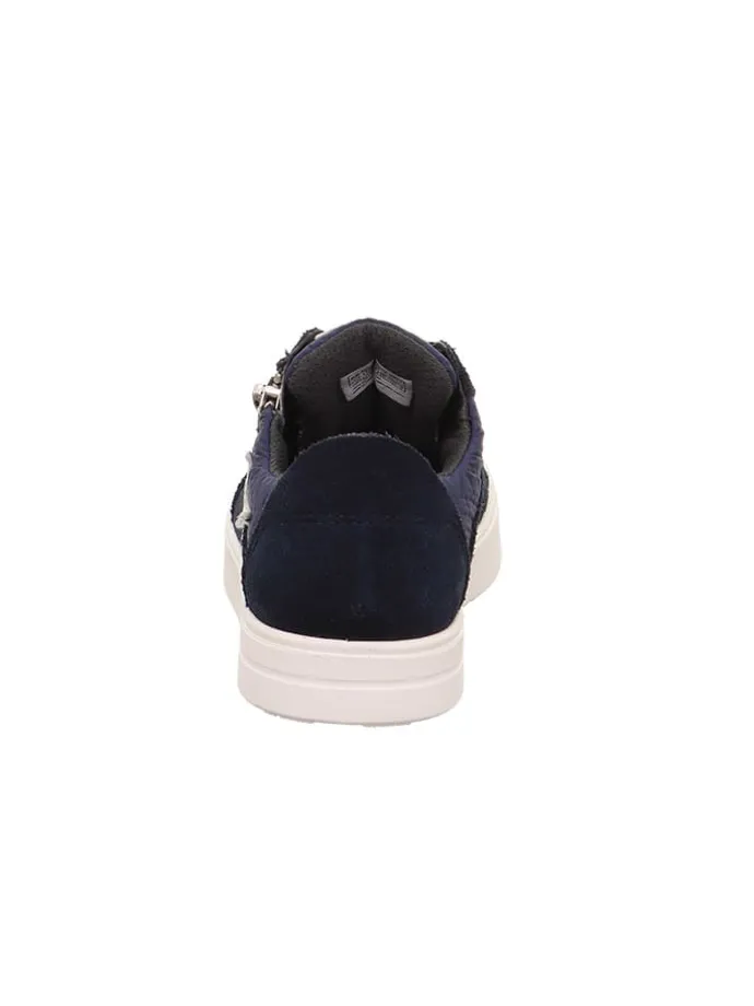 Leder-Sneakers "Stella" in Schwarz/ Dunkelblau