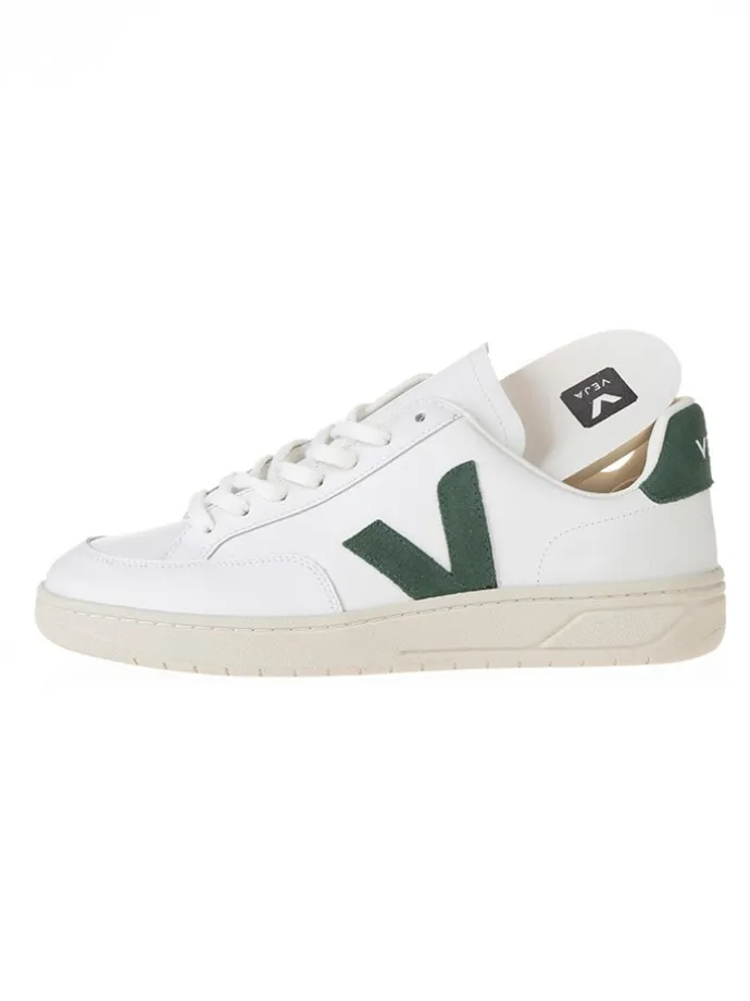 Leder-Sneakers "V 12" in Weiß/ Grün