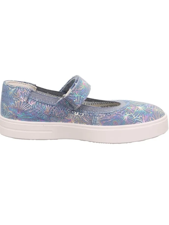 Leder-Spangeballerinas in Hellblau