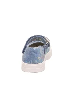 Leder-Spangeballerinas in Hellblau